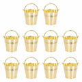 Miniatyrbillede 2 af 3: 10 stk. Børnefestartikler Pommes Frites Spand Slikopbevaring Mini Blikplade Metalspand Flowe Gylden 8x5,5 cm