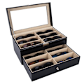 Miniatyrbilde 4 av 5: Lærbriller Oppbevaring og Solbriller Briller Display Skuff Låsbar Etui Organizer, Briller Oppbevaringsholder Boks med 12 Spor