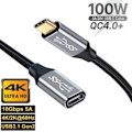Miniatyrbillede 2 af 5: 1m USB-C 3.1 Gen2 Han - USB-C Hun Adapter Kabel Sort