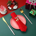 Miniatyrbillede 4 af 5: 12 stk. juleservietringe, 5,5 cm guld serviet holder elg hjorte serviet spænde til julefrokost Thanksgiving fest ferie