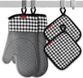 Oven Mitts, Heat Resistant Non-Slip Silicone Oven Mitts, Pot Holders for BBQ, Kitchen Grey