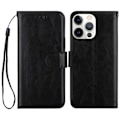 Miniatyrbillede 2 af 5: iPhone 13 Pro Etui Crazy Horse Læder Sort Sort