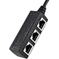 Pikkukuva 2 / 2: Ethernet-kaapeliadapteri, jakausadapteri Ethernet-jatkokaapelille 1 uros - 3 naarasporttia jakajalla ja siirtokytkimellä