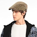 Miniatyrbilde 4 av 4: Herre Flat Cap Justerbar Newsboy Cap Bomull Gatsby Beret Cap Skyting Kjøring Hat Andebill Ivy Irsk Golf Flat Hat(brun)