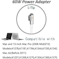 Miniatyrbillede 2 af 5: 60W Macbook Pro Oplader - Erstatnings 60W L-tip Macbook Oplader til Ældre Macbook Pro 13 tommer - Universel Strømadapter Kompatibel med Macbook Pro 1...