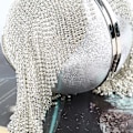Miniatyrbild 4 av 5: Silver Diamonds Rhinestone Round Ball Evening Bags For Women Fashion Mini Tassels Clutch Bag Ladies Ring Handbag Clutches