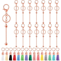 Miniatyrbild 1 av 5: 15 st Beadable Keychain Bar Metall Blank Keychain Med 15 st Läder För Diy Bead Keychain Supplie