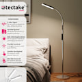Pikkukuva 2 / 5: tectake Prisma LED-lattialamppu, 5 valaistustilaa, 12 W, himmennettävä hopea