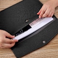Miniatyrbillede 3 af 5: (Sort) Læder Portefølje Mappe med Lynlås, (33CM*24CM ) Tablet Sleeve, A4 Filmappe Stor Dokumentmappe