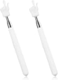(White) 2 Pcs Telescopic Teacher Finger Pointer, Hand Pointer for Teachers, Small Pointer Stick