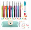 Large-Eyed Blunt Knitting Needles Yarn Knitting Plus Crochet Hooks Set, Ergonomic Handle Crochet Hooks for Arthritis Hands
