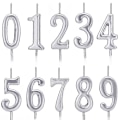 Pikkukuva 1 / 5: Syntymäpäivän numerokynttilät Kakkukynttilät Numero 0-9 Kakunpäällyskoriste Syntymäpäiväjuhliin 10 kpl (hopea)
