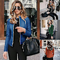 Miniatyrbillede 5 af 5: Solid Efterår Dame Cykeljakke Kunstlæder Overtøj Lynlås Outfit Forår Efterår Dame Mode Kort Tynd Damejakke Frakke Hurtig Stil B Navy Style B Navy M