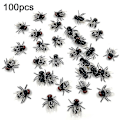 Miniatyrbilde 1 av 5: 100 stk. falske fluer i plast, simulerte insekter, fluer, spøkefuglleker, spøkefugler, halloween-rekvisita, festartikler