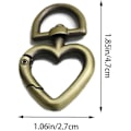 Miniatyrbild 2 av 4: Hjärtformade vridbara spännen 13 mm zinklegering fjäderring spänne hakar nyckelring ring vridbara snäppklämmor (brons 5 st)