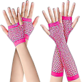 Miniatyrbillede 1 af 5: 2 par lange og korte fiskenet handsker (rose) fingerløse fiskenet handsker mesh handsker 80'er fiskenet handsker handsker til 80'er fancy dress tilbehør