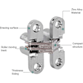 Miniatyrbillede 2 af 5: Legering Skjult Hængsel Usynlig Foldedør Skjult Kryds Skjulte Hængsler Til Møbel Hardware Foldedør (43,7 mm)