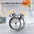 Miniatyrbild 5 av 5: Loud Alarm Clock for Heavy Sleepers Adults, Retro 4 Inch Silent Non-Ticking Quartz with Backlight, Twin Bell Analog Kids Alarm Clocks