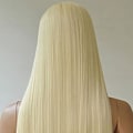 Miniatyrbillede 4 af 5: Lang lige fuld paryk hår blond syntetisk ingen pandehår Cosplay fest-YNP