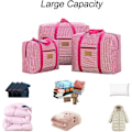 Miniatyrbild 5 av 5: Vattentät tjock stor förvaringsväska 600D Oxford Organizer Resväska för filtar, täcke, kuddar, kläder, flytt, hem (Rosa, Medium) Medium