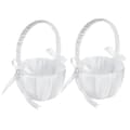 2-pack bröllopsblomkorg i satin med rosett, blomkorg för fest med rosett[co]