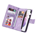 Miniatyrbillede 3 af 5: Etui til Samsung Galaxy S22 5G Læder Flip Case Med Kortholder Penge Lomme Magnetiske Knapper Stativ Stødsikker Lilla A