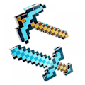 Pikkukuva 3 / 3: Minecraft-lelut, miekka ja hakku, Minecraft-pelin muuntautuva roolipelivaruste lapsille, joulu- ja syntymäpäivälahja lapsille ja faneille