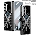 Miniatyrbilde 1 av 2: Telefondeksel Foldet Belagt Supersonic Deksel Integrert Skall-Membran Beskytter for Samsung ZFOLD 6[HK] Carbon Fiber Textured