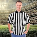 Pikkukuva 4 / 4: Virallinen Pro-tyylinen raidallinen erotuomaripaita miehille - Kuntosali Urheilu Jalkapallo Koripallo Tuotteet[HK] 3XL