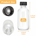 Miniatyrbilde 3 av 5: 12 stk Glassflasker med lokk og 2 rustfrie trakter 2 oz 60ml, små klare glassflasker for potion, juice, velvære, ingefærskudd,   (YJD) 2oz-60ml 12Packs