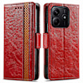 Miniatyrbild 1 av 5: För Xiaomi Redmi Note 14 5G Fodral Ställ Plånbok Splitsad PU Läder Omslag[HK] Red