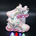 Miniatyrbilde 1 av 5: Elsa Prinsesse Print Jenter LED Fritidssko - Sklisikre Utesko for Barn, Lysende Vintersko[HK] 27-insole 16.8cm Purple T