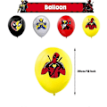 Pikkukuva 4 / 5: Deadpool & Wolverine -teemainen syntymäpäiväkoristeet HAPPY BIRTHDAY -bannerit, ilmapallot ja kakun koristeet