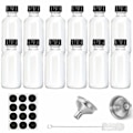Miniatyrbillede 1 af 5: 12 stk. Glasflasker med Låg og 2 Rustfrie Ståltragte 2 Oz 60ml, Små Klar Glasflasker til Potion, Juice, Velvære, Ginger Shots,   (YJD) 2oz-60ml 12Packs