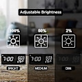 Miniatyrbillede 4 af 5: Digital vækkeur med trædesign og LED-display, 3 alarmindstillinger (YJD)