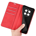 Miniatyrbillede 4 af 5: For Honor Magic7 Pro 5G Etui Skin-Touch Læder Wallet Telefon Cover[HK] Red
