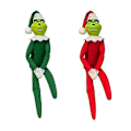 Miniatyrbild 3 av 3: 30 cm julgrinch-elfdocka Snoop On The Stoop julgrinch-festdekorationer (YJD) 2pcs(Green-Red)