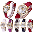 Miniatyrbillede 3 af 5: Sød Katteansigt Rund Urskive Rhinestone Kunstlæder Analog Quartz Armbåndsur[HK] Coffee