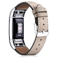 Miniatyrbillede 1 af 4: Til Fitbit Charge 2 Ægte Læder Urrem Udskiftning Armbåndsrem Udskiftning - Kaffe[HK] Beige Multicolor