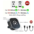 Miniatyrbillede 1 af 5: Ny trådløs CarPlay/Android Auto-adapter til Android iPhone bilforbindelsesboks kablet til trådløs Smart AI-boks USB-dongle Plug And Play Un[YJD]