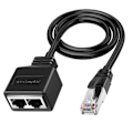 Miniatyrbillede 1 af 5: LAN Ethernet Adapter RJ45 Han til 2 Hun Splitter RJ45 1 til 2 Ethernet LAN Netværksadapter Kabel[YJD] Black