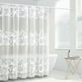 Transparent, mögelresistent duschdraperi, 180x200 cm, vitt med blommönster (YJD)