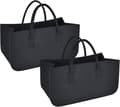 Vedhållare, 2-pack för öppen spis, rymmer 30L, Svart[YJD] Black