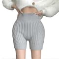 Dame Vinter Shorts Strikket Høy Midje Elastisk Ensfarget Hold Varm Anti-eksponering Basic[YJD] Grey One Size