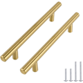 Miniatyrbilde 1 av 5: 10-pakkgoldhåndtak for kjøkkenmøbler, messing skaphåndtak, børstet messing rustfritt stål skuffehåndtak, c/c 128 mm (kk)