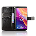 Miniatyrbillede 2 af 5: Til TCL 501 Wallet Stand Etui Crazy Horse Texture Læder Telefon Cover - Rød (YJD) Black TCL 501