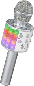 Trådlös karaokemikrofon, barnkaraokemikrofon med silverdansande LED-ljus[YJD]
