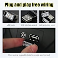 Miniatyrbillede 3 af 5: 4 stk USB LED Bil Interiør Atmosfærisk Lampe, Bærbar Mini LED Natlys, Plug-in USB Interface Bagagerums Ambientebelysningssæt (rød)
