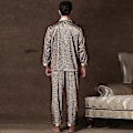 Miniatyrbild 4 av 5: Herr Stain Silk Pyjamasset Pyjamas Herr Sovkläder Tryckt Siden Nattlinne Hem Man Satin Mjuk Bekväm Sovpyjamas[HK] XL Champagne