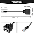 Miniatyrbillede 5 af 5: LAN Ethernet Adapter RJ45 Han til 2 Hun Splitter RJ45 1 til 2 Ethernet LAN Netværksadapter Kabel[YJD] Black